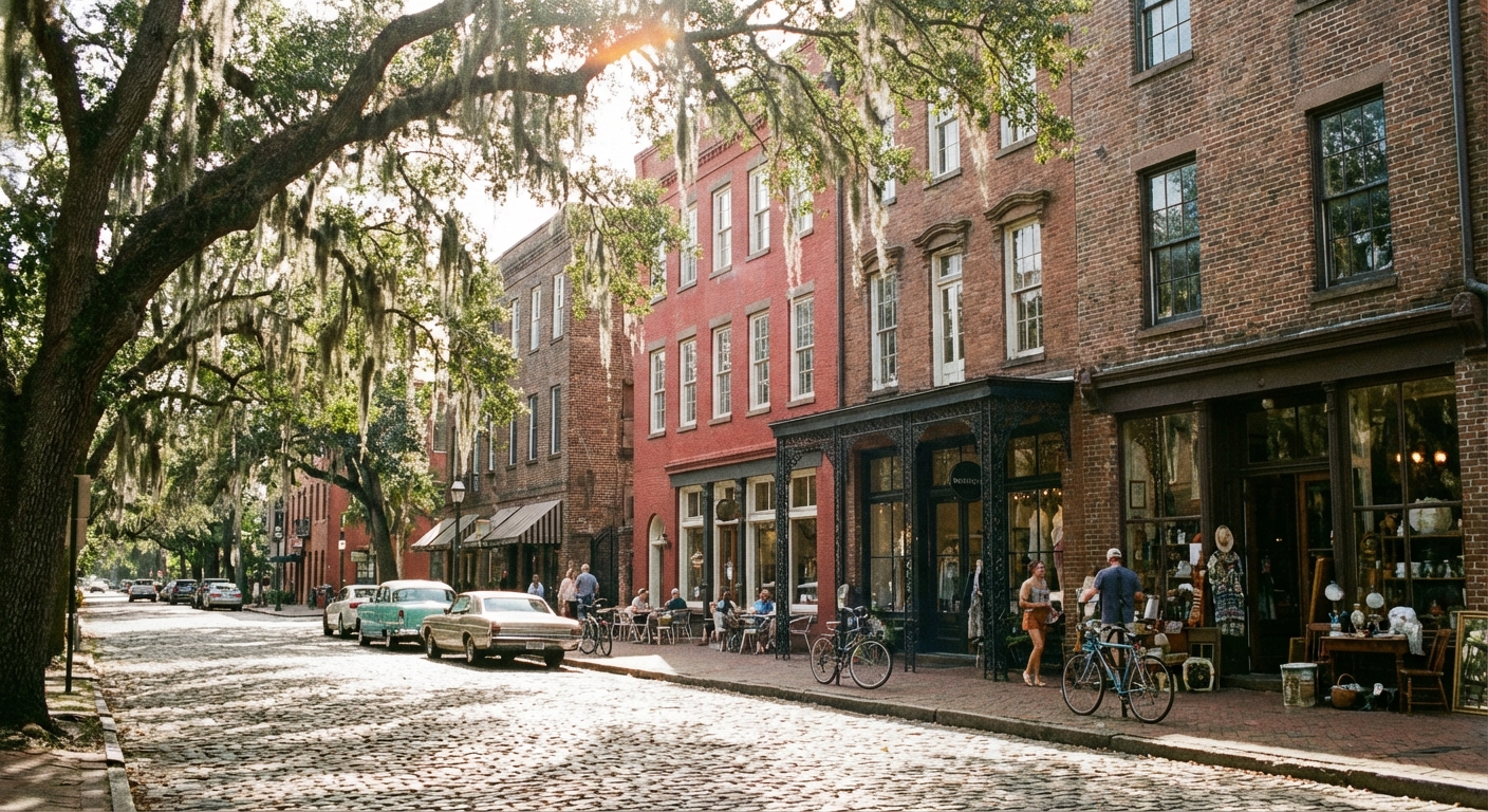 Georgia commercial street with small businesses