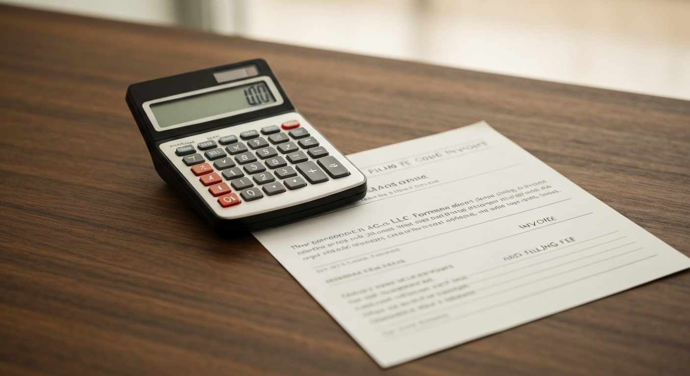 Georgia LLC formation cost breakdown with calculator and filing fee invoice